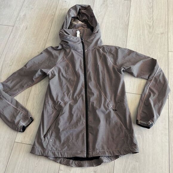 Lululemon Go The Distance Jacket Mini Pop Stripe Printed Mink Berry Black size 6 - Picture 1 of 11